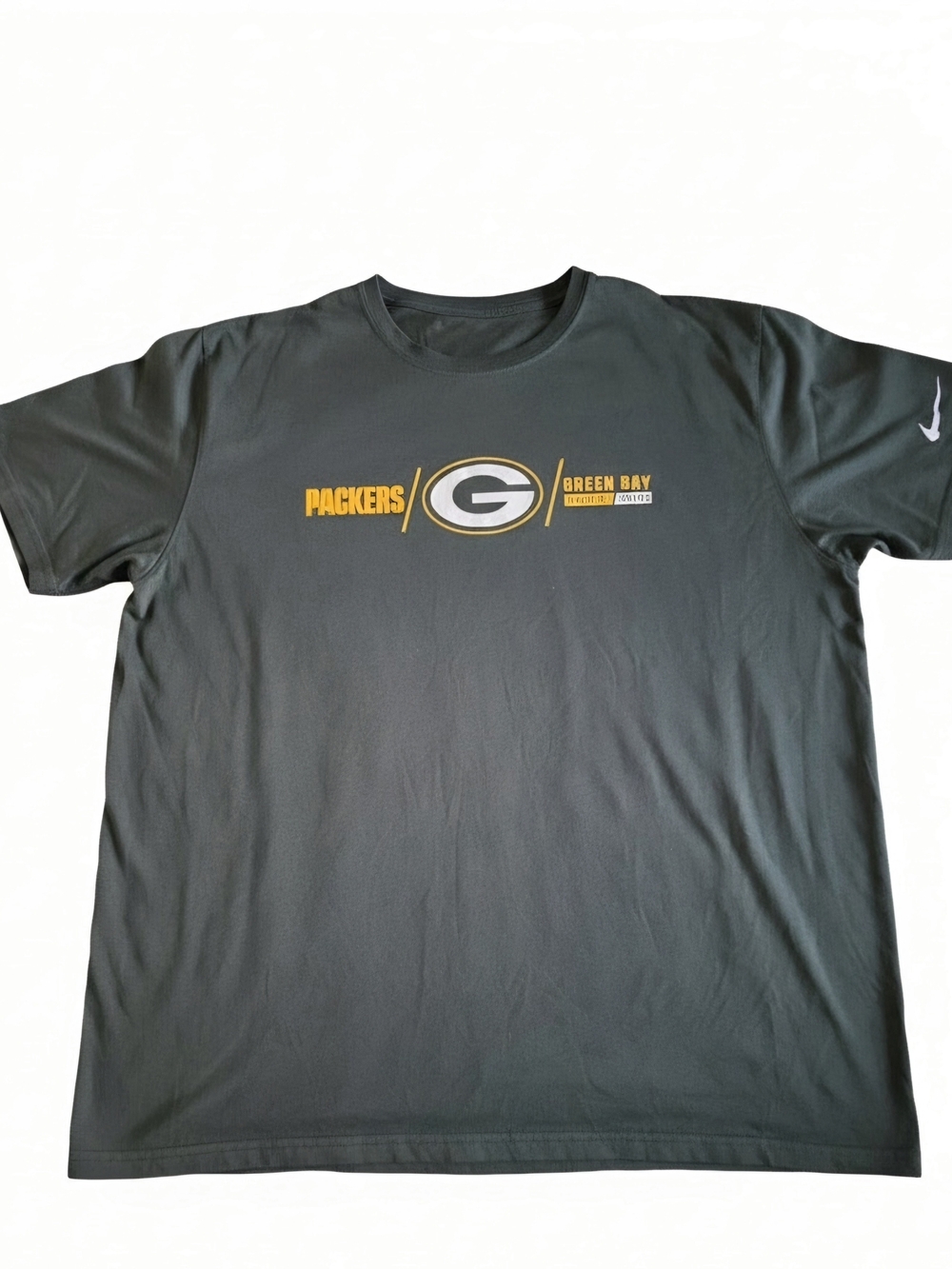 Nike Black Green Bay Packers Graphic Tee with Yellow Logo